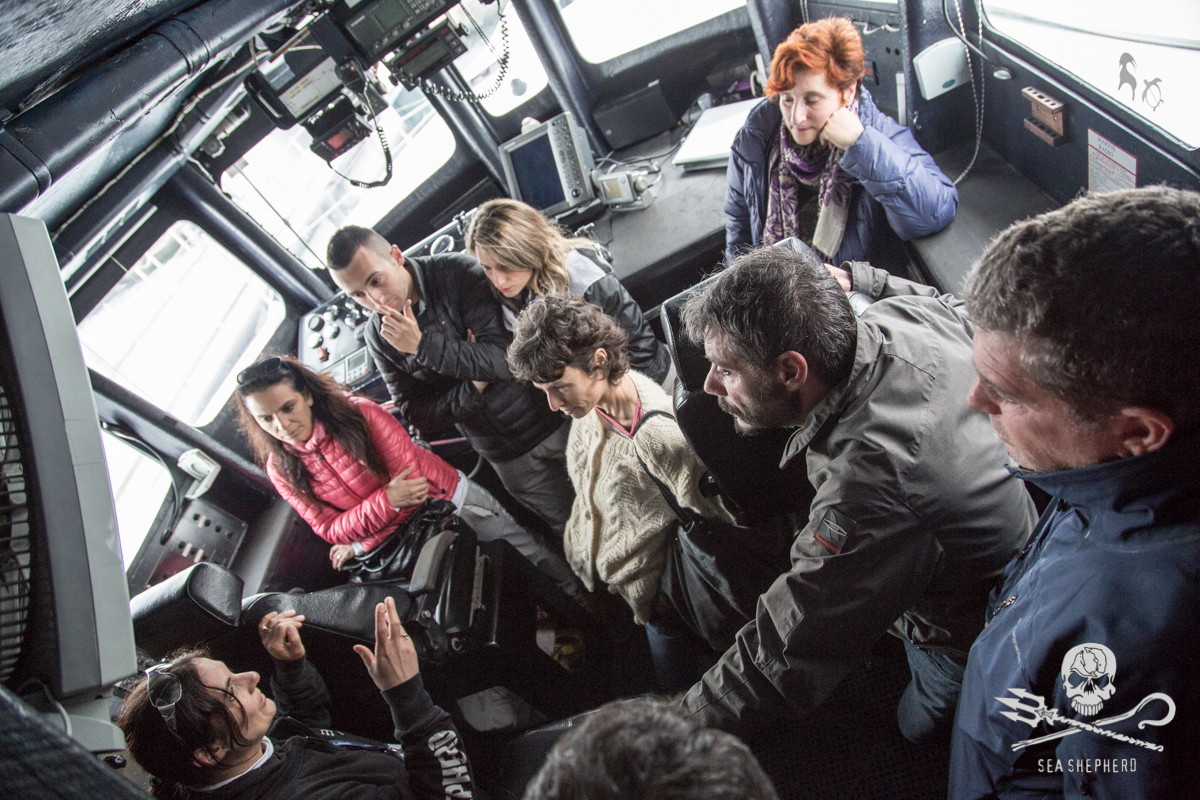 Sea Shepherd: durante la visita en la cabina de pilotaje